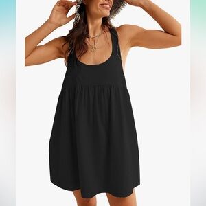 Sleeveless Sundress Black Short Racerback S